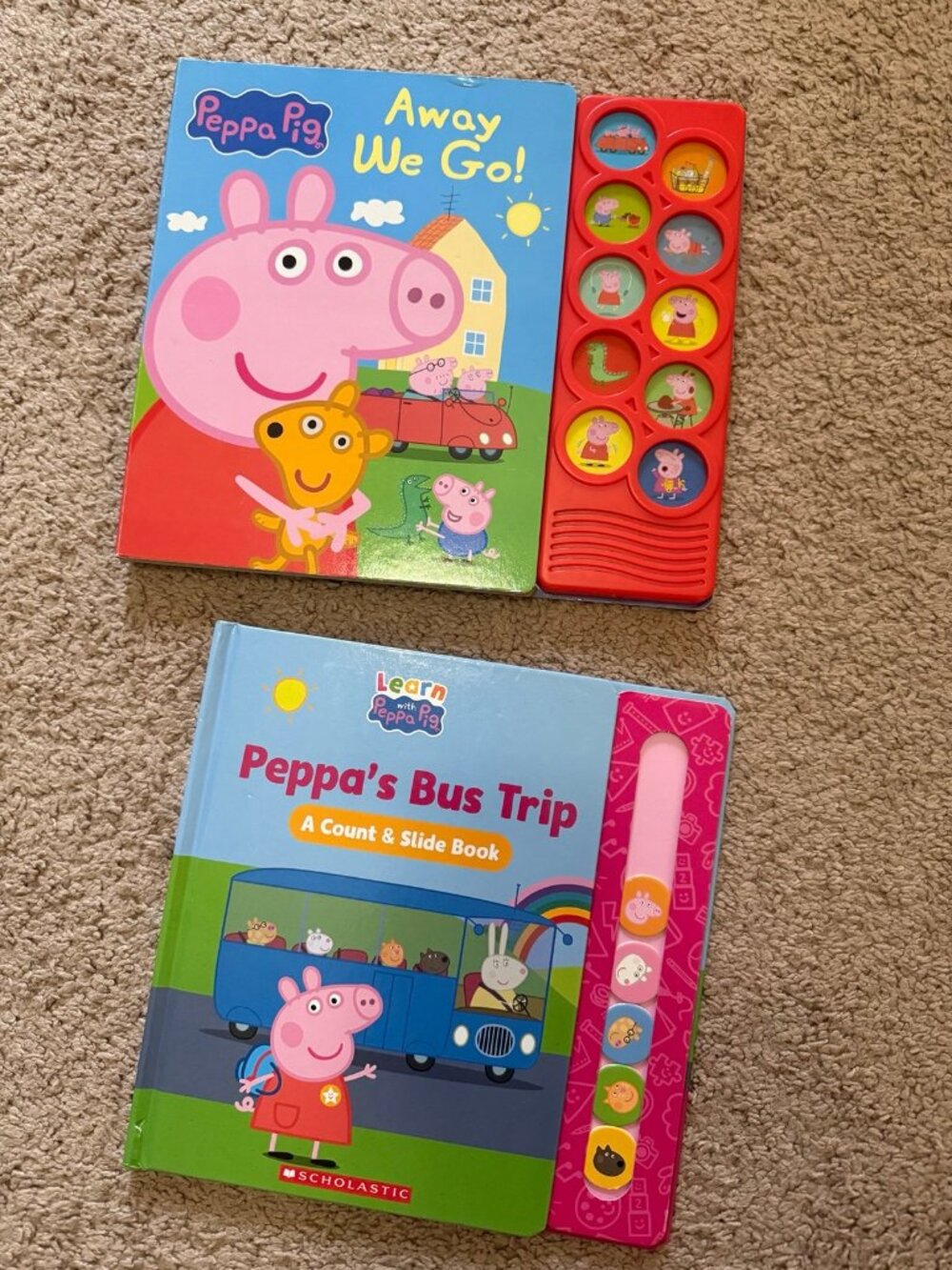 2 peppa pig board music or moving parts books